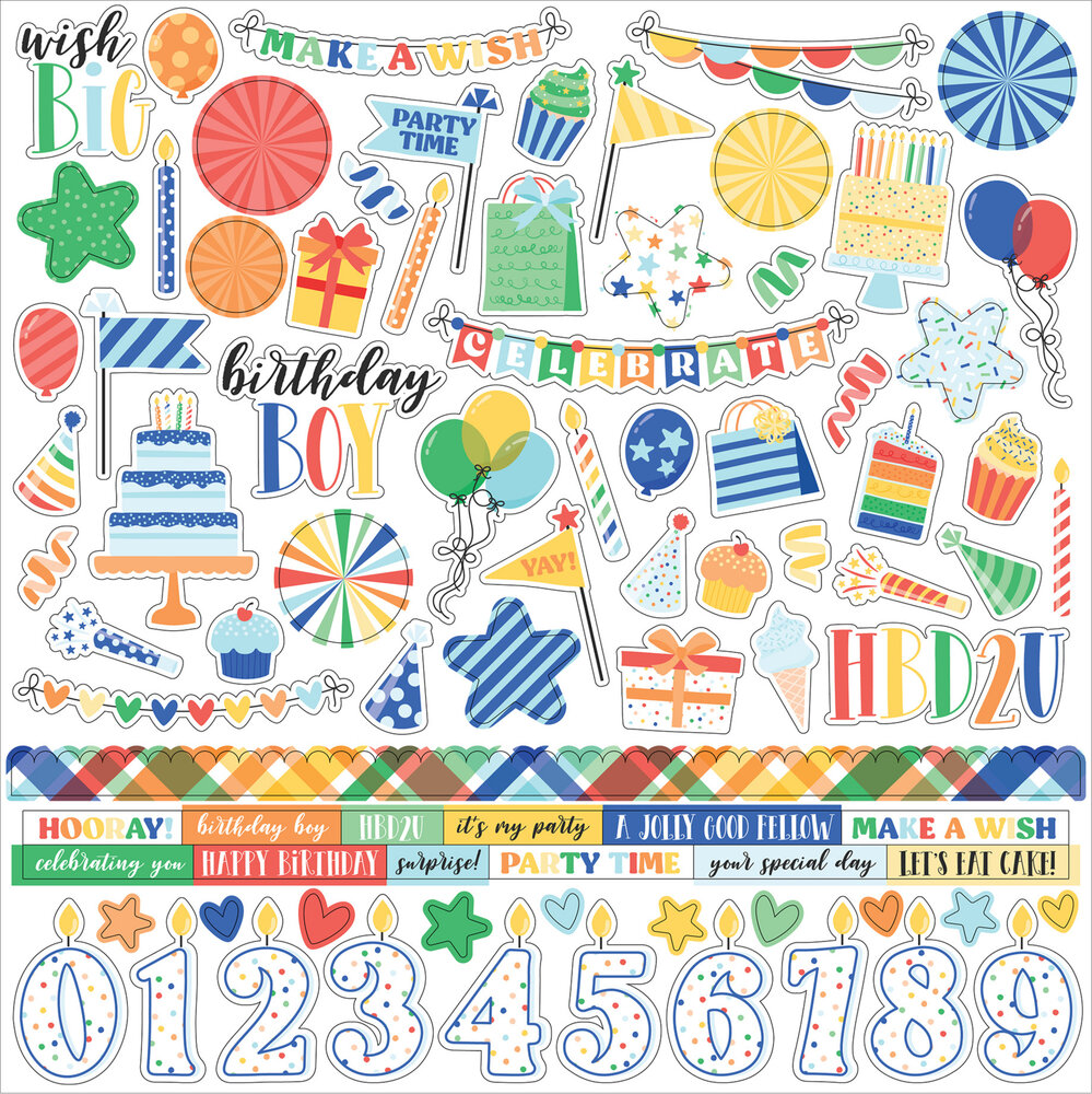 Echo Park Make A Wish Birthday Boy 12x12 Inch Collection Kit (MWB348016) (OUTLET)