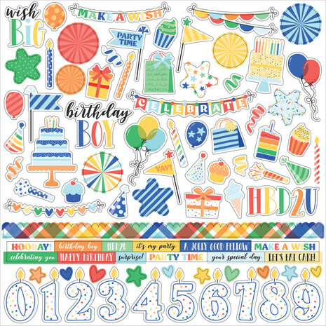 Echo Park Make A Wish Birthday Boy 12x12 Inch Collection Kit (MWB348016) (OUTLET)