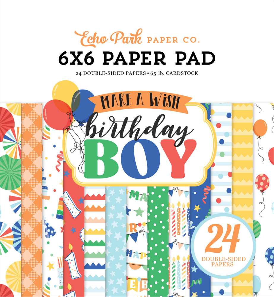 Echo Park Make A Wish Birthday Boy 6x6 Inch Paper Pad (MWB348023) (OUTLET)