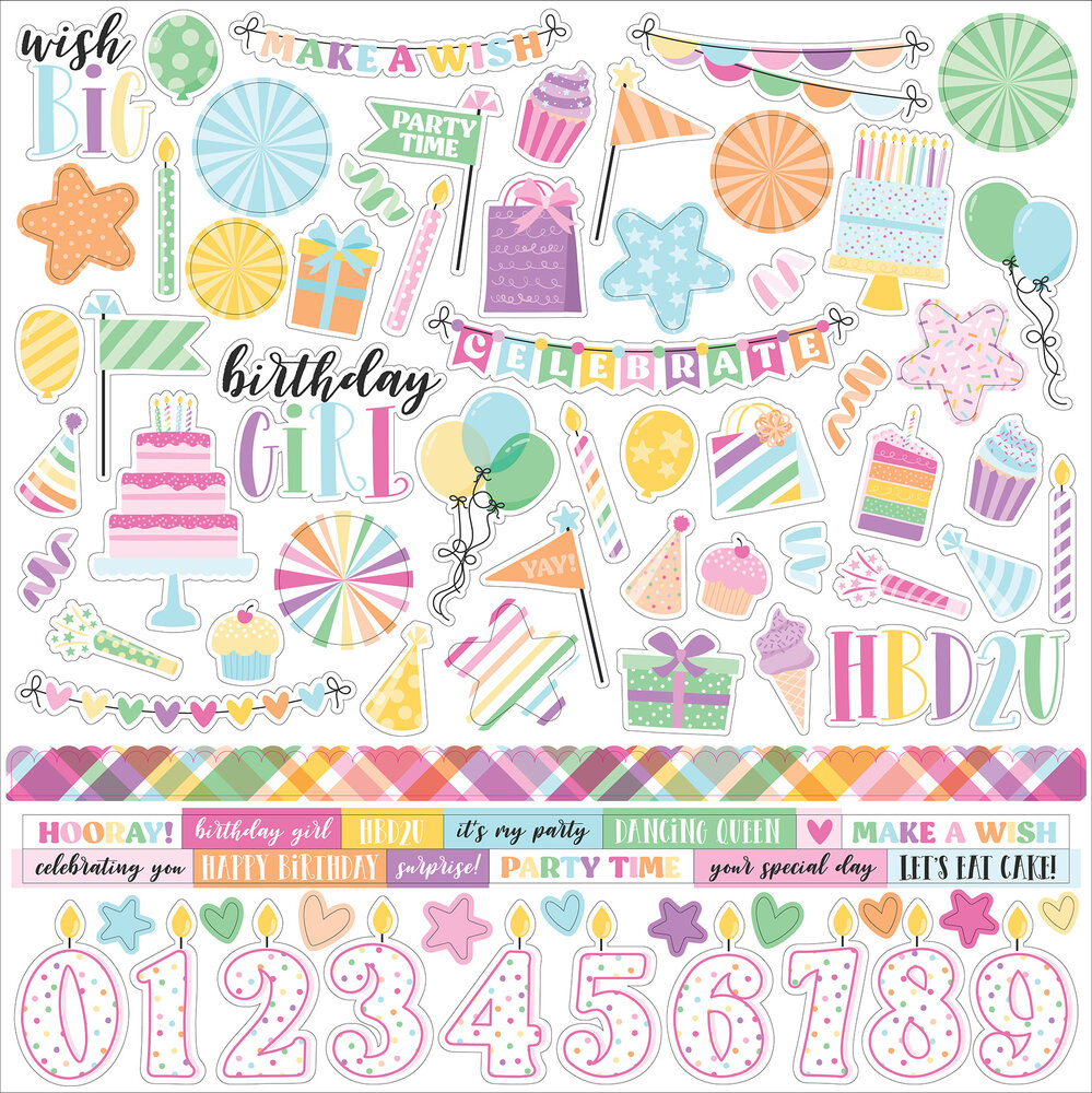 Echo Park Make A Wish Birthday Girl 12x12 Inch Collection Kit (MWG349016) (OUTLET)