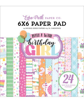 Echo Park Make A Wish Birthday Girl 6x6 Inch Paper Pad (MWG349023) (OUTLET)