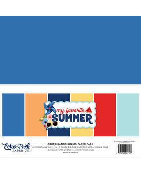 Echo Park My Favorite Summer 12x12 Inch Coordinating Solids Paper Pack (MYS273015) (OUTLET)