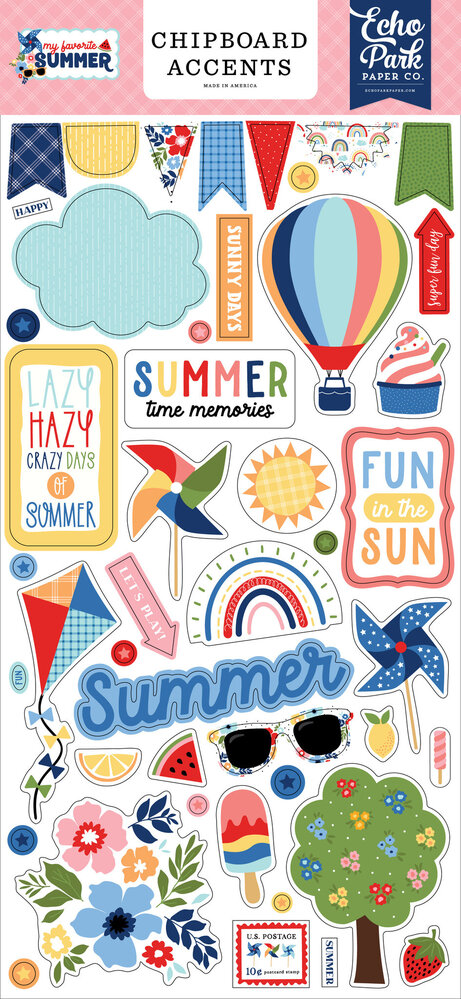 Echo Park My Favorite Summer Chipboard Accents (MYS273021) (OUTLET)