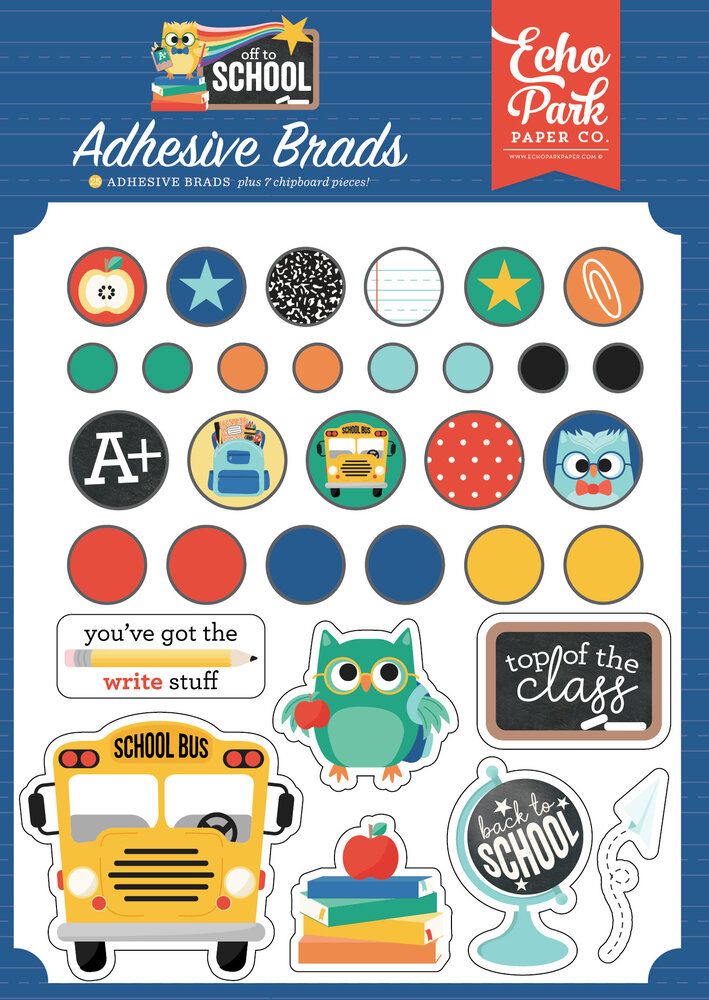 Echo Park Off To School Adhesive Brads (OTS370020) (OUTLET)