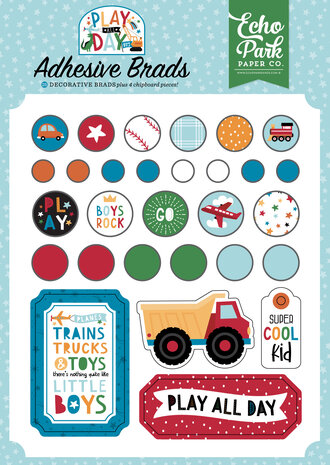Echo Park Play All Day Boy Adhesive Brads (PAB269020) (OUTLET)