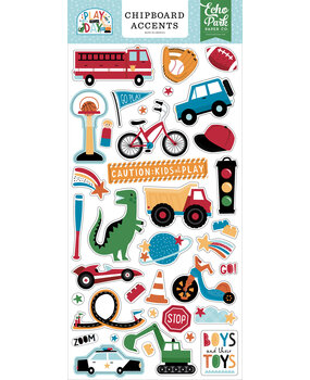 Echo Park Play All Day Boy Chipboard Accents (PAB269021) (OUTLET)