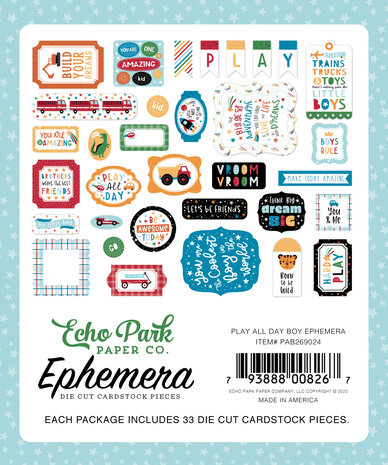 Echo Park Play All Day Boy Ephemera (PAB269024) (OUTLET)