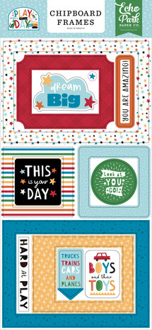 Echo Park Play All Day Boy Chipboard Frames (PAB269065) (OUTLET)