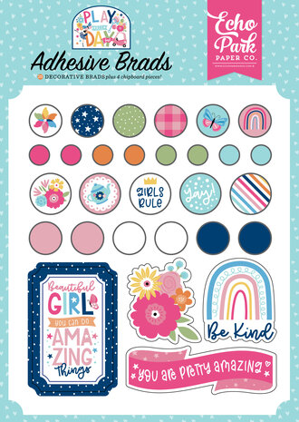 Echo Park Play All Day Girl Adhesive Brads (PAG268020) (OUTLET)