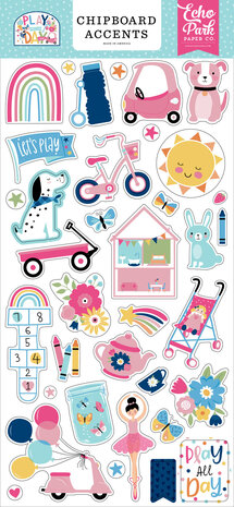 Echo Park Play All Day Girl Chipboard Accents (PAG268021) (OUTLET)