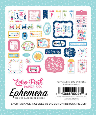 Echo Park Play All Day Girl Ephemera (PAG268024) (OUTLET)