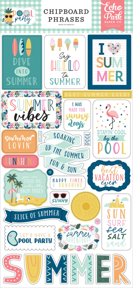 Echo Park Pool Party Chipboard Phrases (POP240022) (OUTLET)