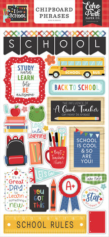 Echo Park I Love School Chipboard Phrases (SCH243022) (OUTLET)