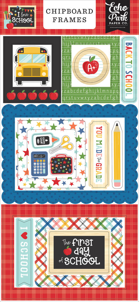 Echo Park I Love School Chipboard Frames (SCH243065) (OUTLET)