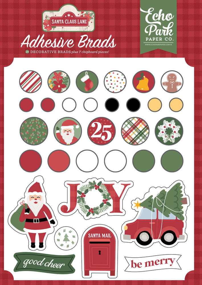Echo Park Santa Claus Lane Adhesive Brads (SCL287020) (OUTLET)