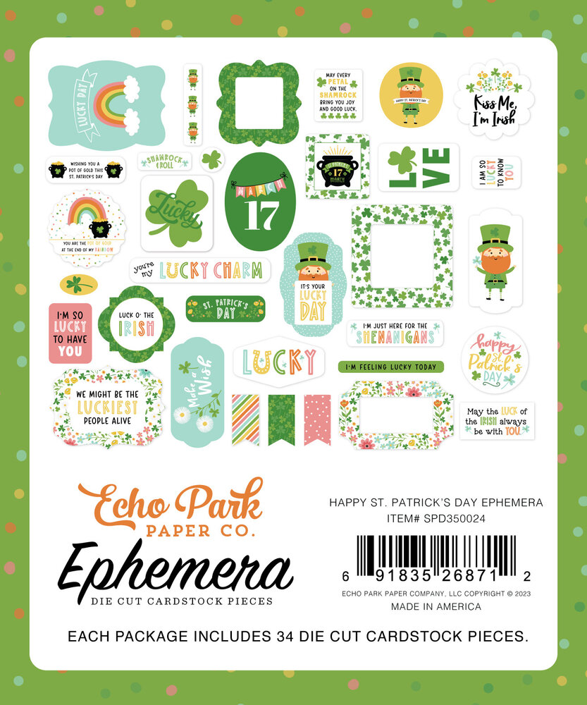 Echo Park Happy St. Patrick's Day Ephemera (SPD350024) (OUTLET)