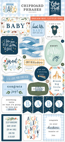 Echo Park Welcome Baby Boy 6x13 Inch Chipboard Phrases (WBB234022) (OUTLET)