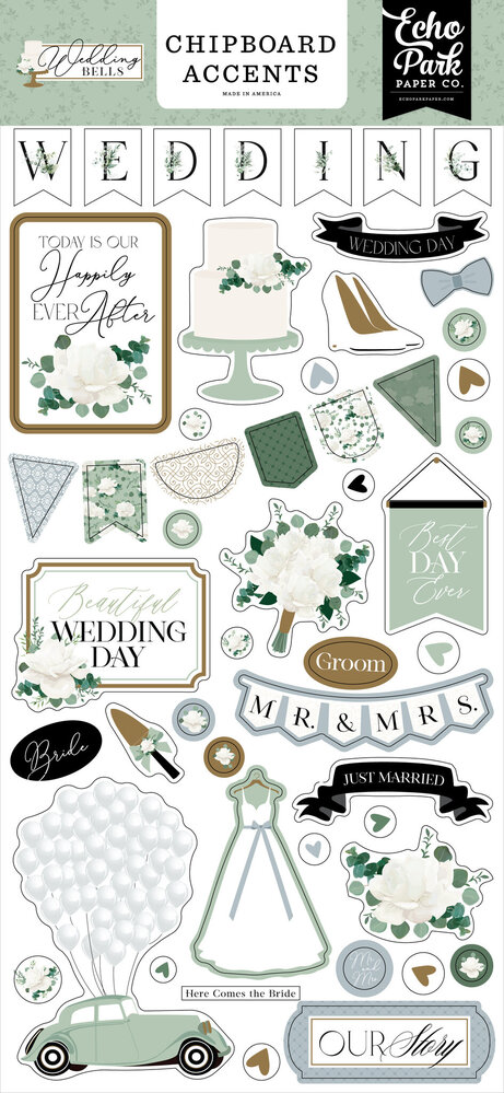 Echo Park Wedding Bells Chipboard Accents (WBL335021) (OUTLET)