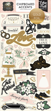 Echo Park Wedding Day 6x13 Inch Chipboard Accents (WD181021) (OUTLET)