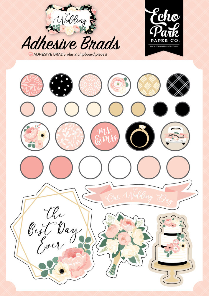 Echo Park Wedding Adhesive Brads (WED258020) (OUTLET)