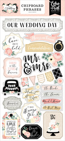Echo Park Wedding Chipboard Phrases (WED258022) (OUTLET)