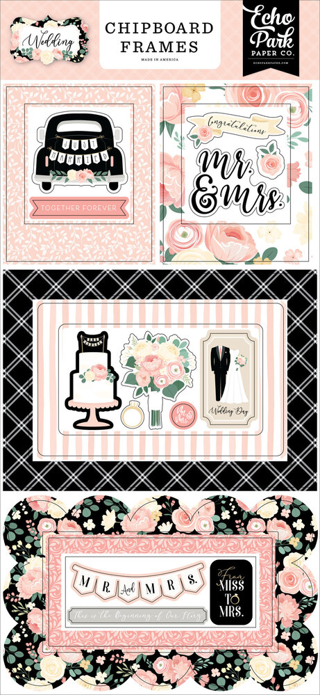 Echo Park Wedding Chipboard Frames (WED258065) (OUTLET)