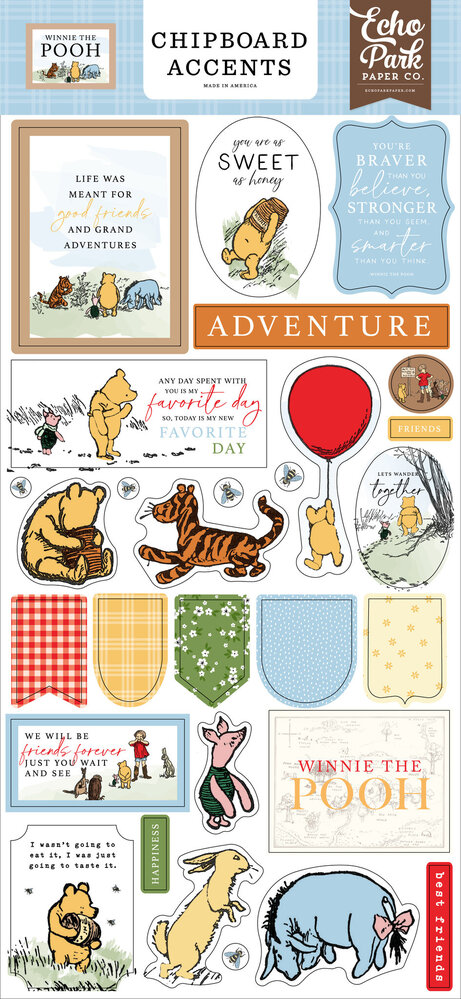 Echo Park Winnie The Pooh Chipboard Accents (WTP363021) (OUTLET)
