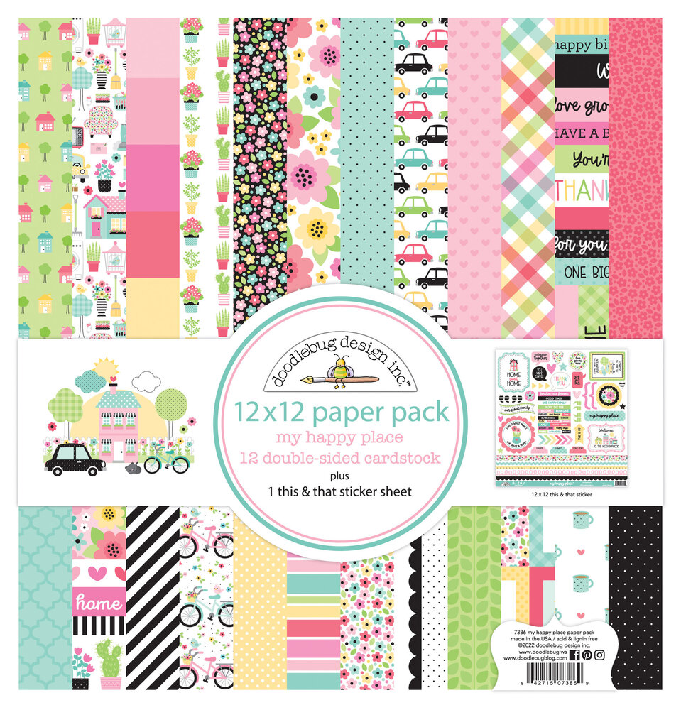 Doodlebug Design My Happy Place 12x12 Inch Paper Pack (7386) (OUTLET)