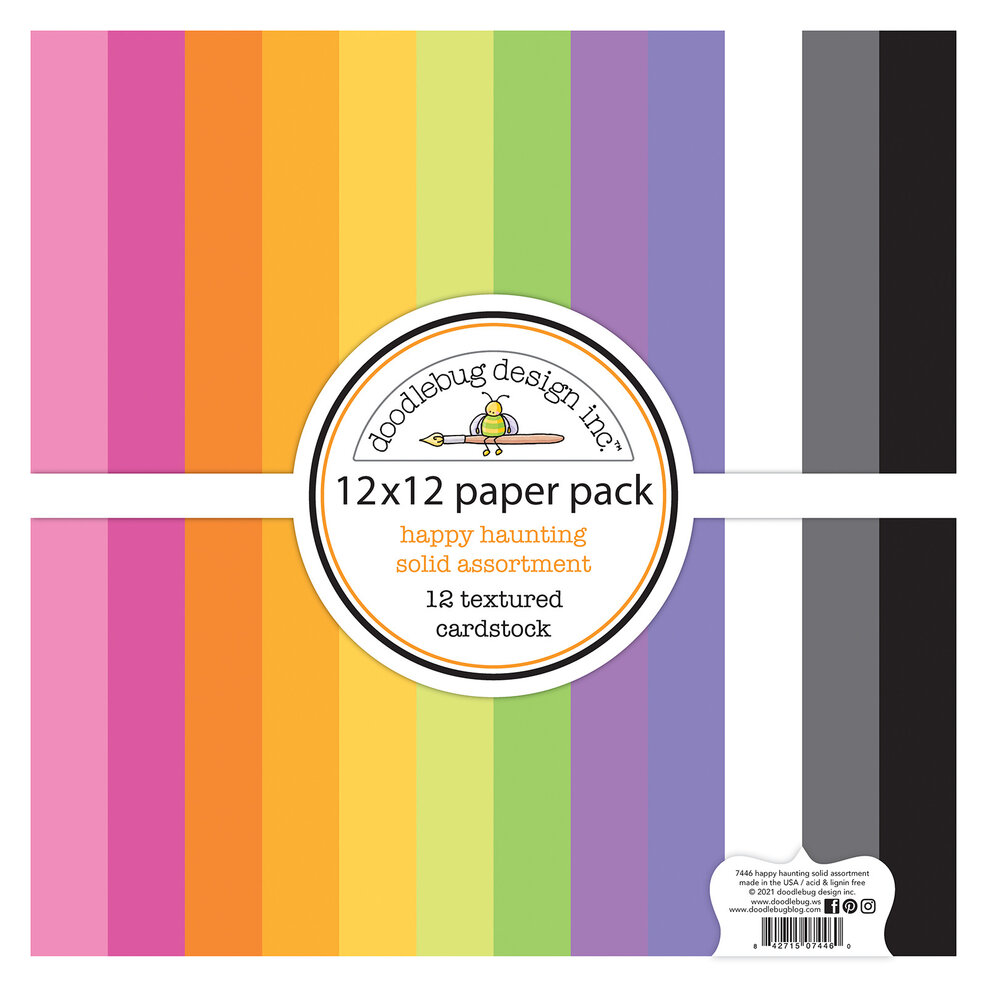 Doodlebug Design Happy Haunting 12x12 inch Textured Cardstock Solid Paper Pack (7446) (OUTLET)
