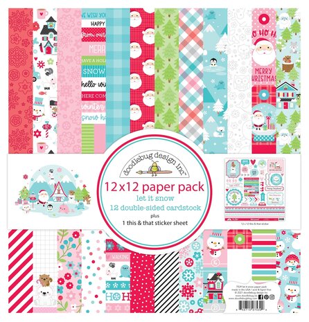 Doodlebug Design Let It Snow 12x12 Inch Paper Pack (7539) (OUTLET)