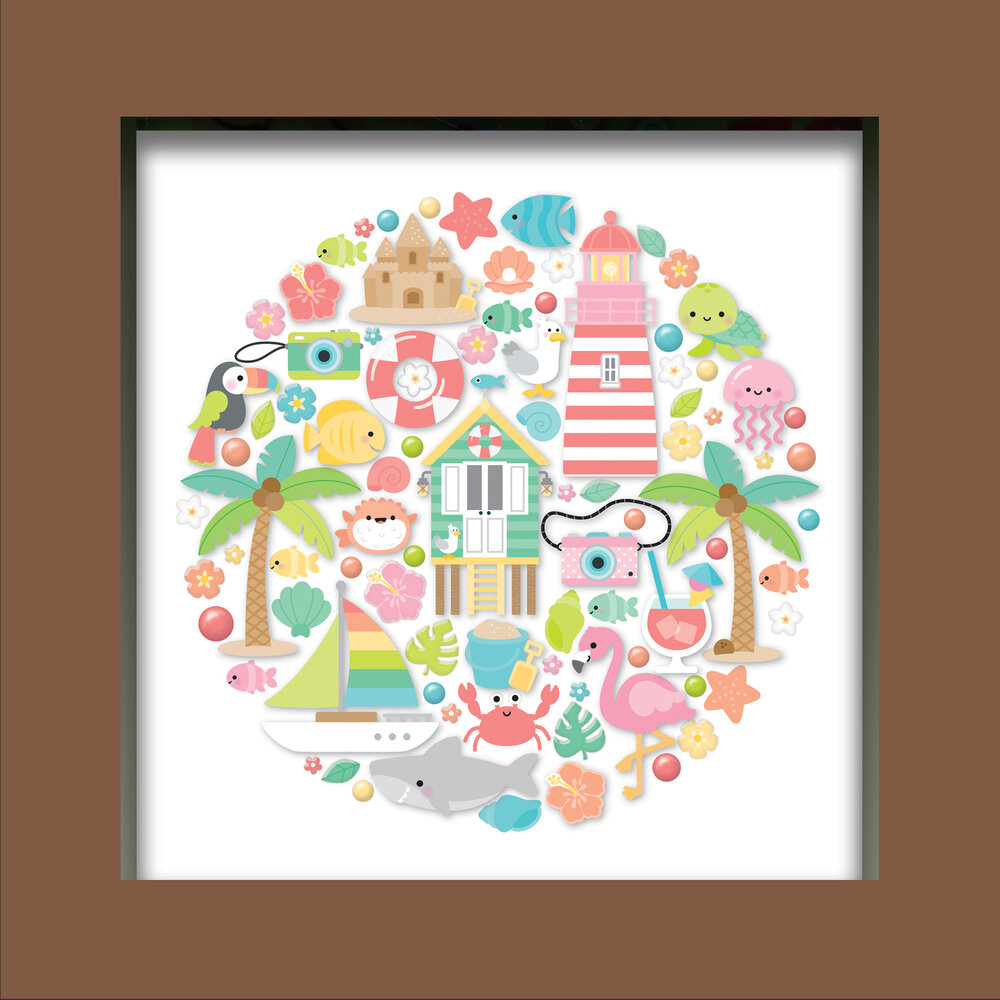 Doodlebug Design Seaside Summer Shadow Box Insert Kit (7793) (OUTLET)