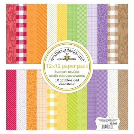 Doodlebug Design Farmers Market 12x12 Inch Petite Prints Assortment Pack (7836) (OUTLET)