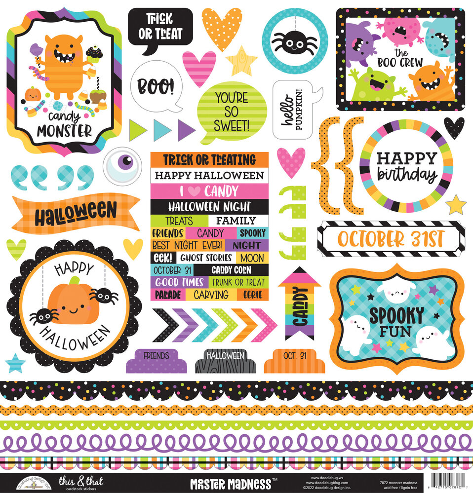Doodlebug Design monster madness this & that stickers (7872) (OUTLET) Doodlebug Design monster madness this & that stickers (7872) (OUTLET)