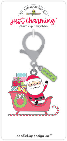 Doodlebug Design Here Comes Santa Claus Just Charming Clip & Keychain (7917) (OUTLET)