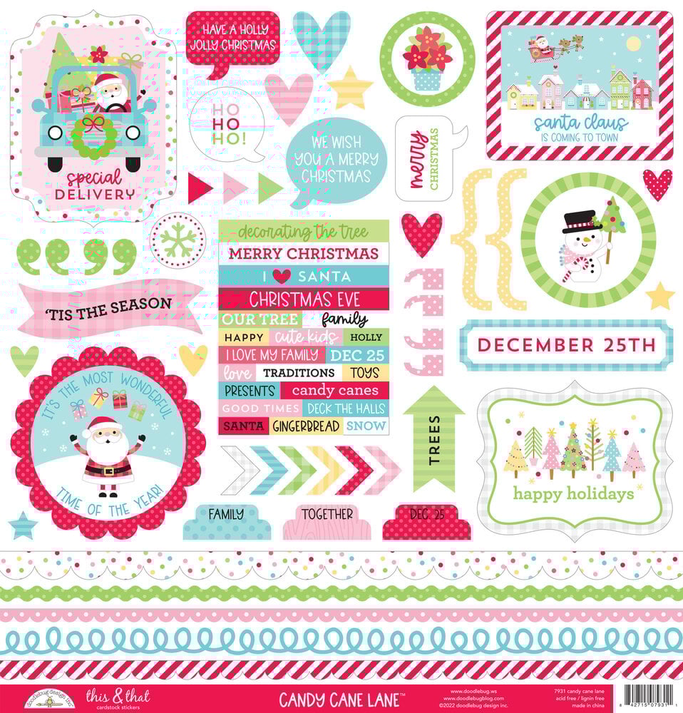Doodlebug Design Candy Cane Lane This & That Stickers (7931) (OUTLET)