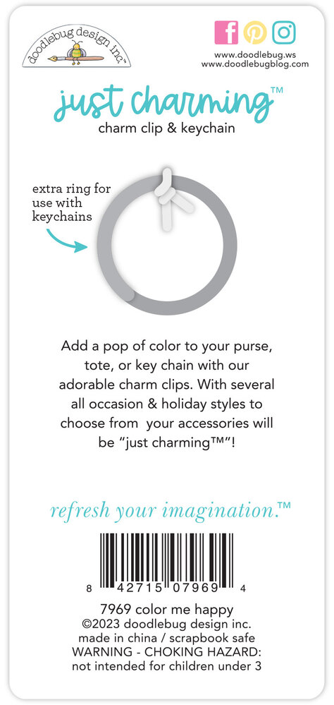 Doodlebug Design Color Me Happy Just Charming Clip & Keychain (7969) (OUTLET)