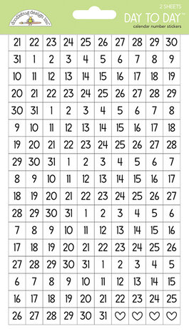Doodlebug Design Day to Day Calendar Numbers Stickers (8061) (OUTLET)