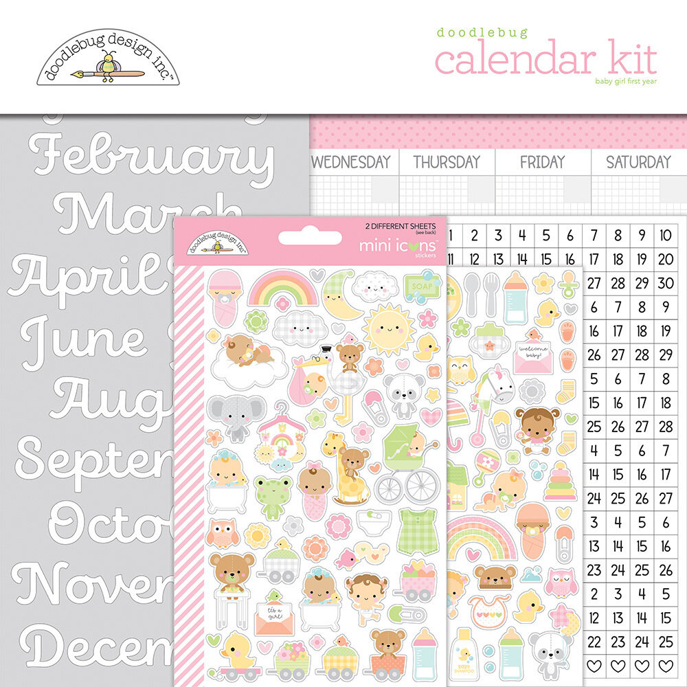 Doodlebug Design Baby Girl First Year Calendar Kit (8063) (OUTLET)
