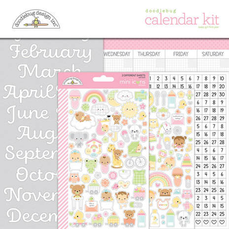 Doodlebug Design Baby Girl First Year Calendar Kit (8063) (OUTLET)