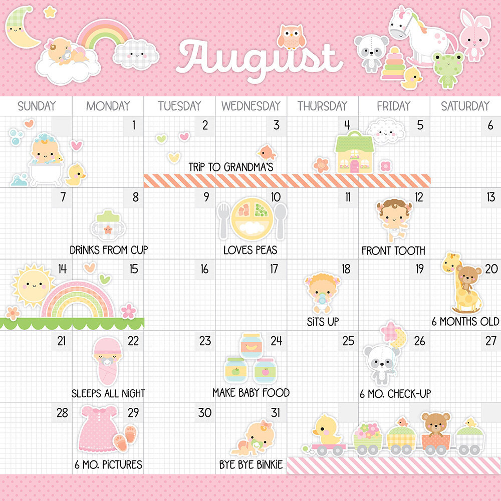 Doodlebug Design Baby Girl First Year Calendar Kit (8063) (OUTLET)