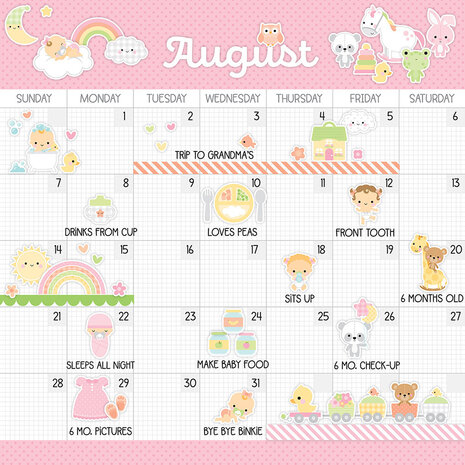 Doodlebug Design Baby Girl First Year Calendar Kit (8063) (OUTLET)