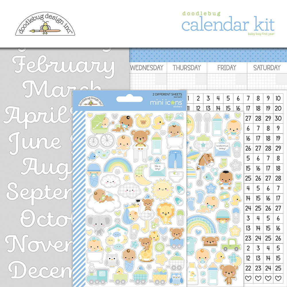 Doodlebug Design Baby Boy First Year Calendar Kit (8064) (OUTLET)