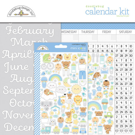 Doodlebug Design Baby Boy First Year Calendar Kit (8064) (OUTLET)