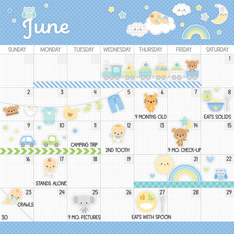 Doodlebug Design Baby Boy First Year Calendar Kit (8064) (OUTLET)