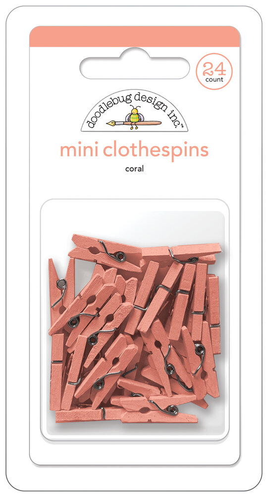 Doodlebug Design Coral Mini Clothespins (24pcs) (8135) (OUTLET)