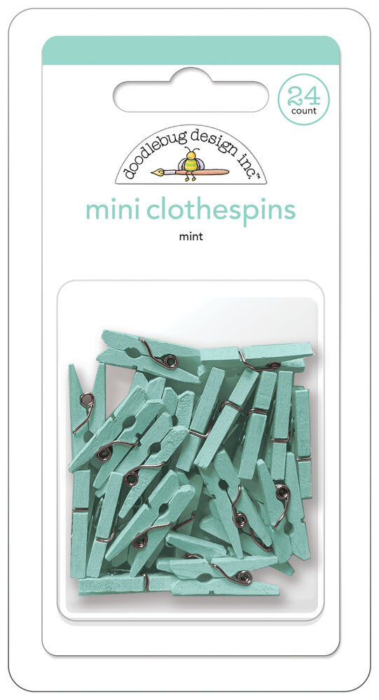 Doodlebug Design Mint Mini Clothespins (24pcs) (8139) (OUTLET)