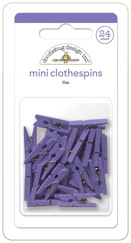 Doodlebug Design Lilac Mini Clothespins (24pcs) (8142) (OUTLET)