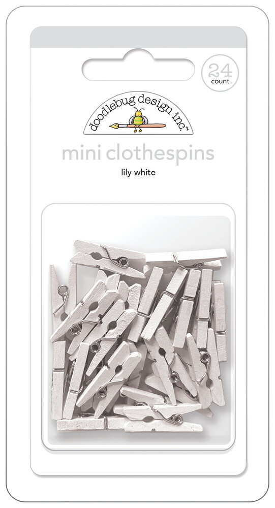 Doodlebug Design Lily White Mini Clothespins (24pcs) (8143) (OUTLET)