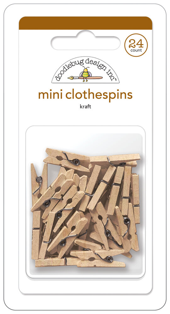Doodlebug Design Kraft White Mini Clothespins (24pcs) (8144) (OUTLET)