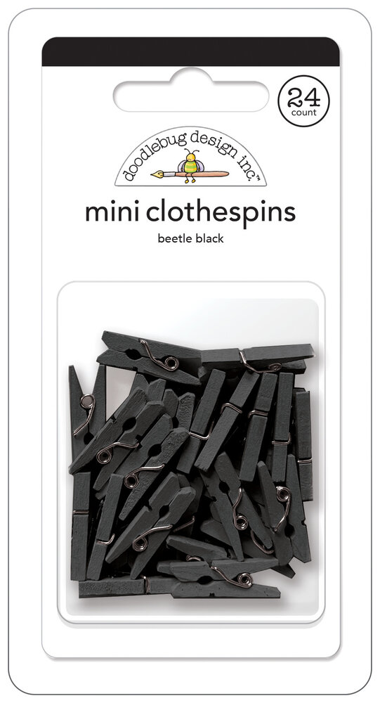 Doodlebug Design Beetle Black Mini Clothespins (24pcs) (8145) (OUTLET)